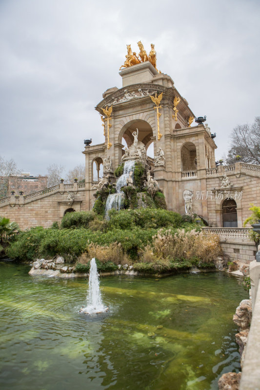 西班牙巴塞罗那，La ciutdelle公园的喷泉